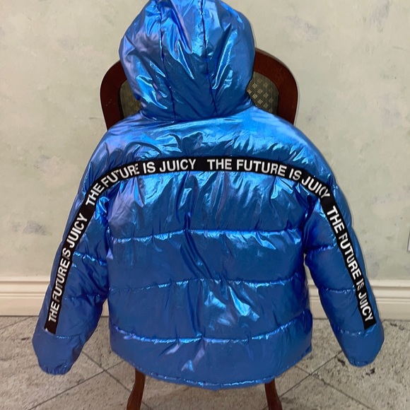 Juicy Couture (black label)metallic blue women’s puffer jacket size M - Picture 4 of 7
